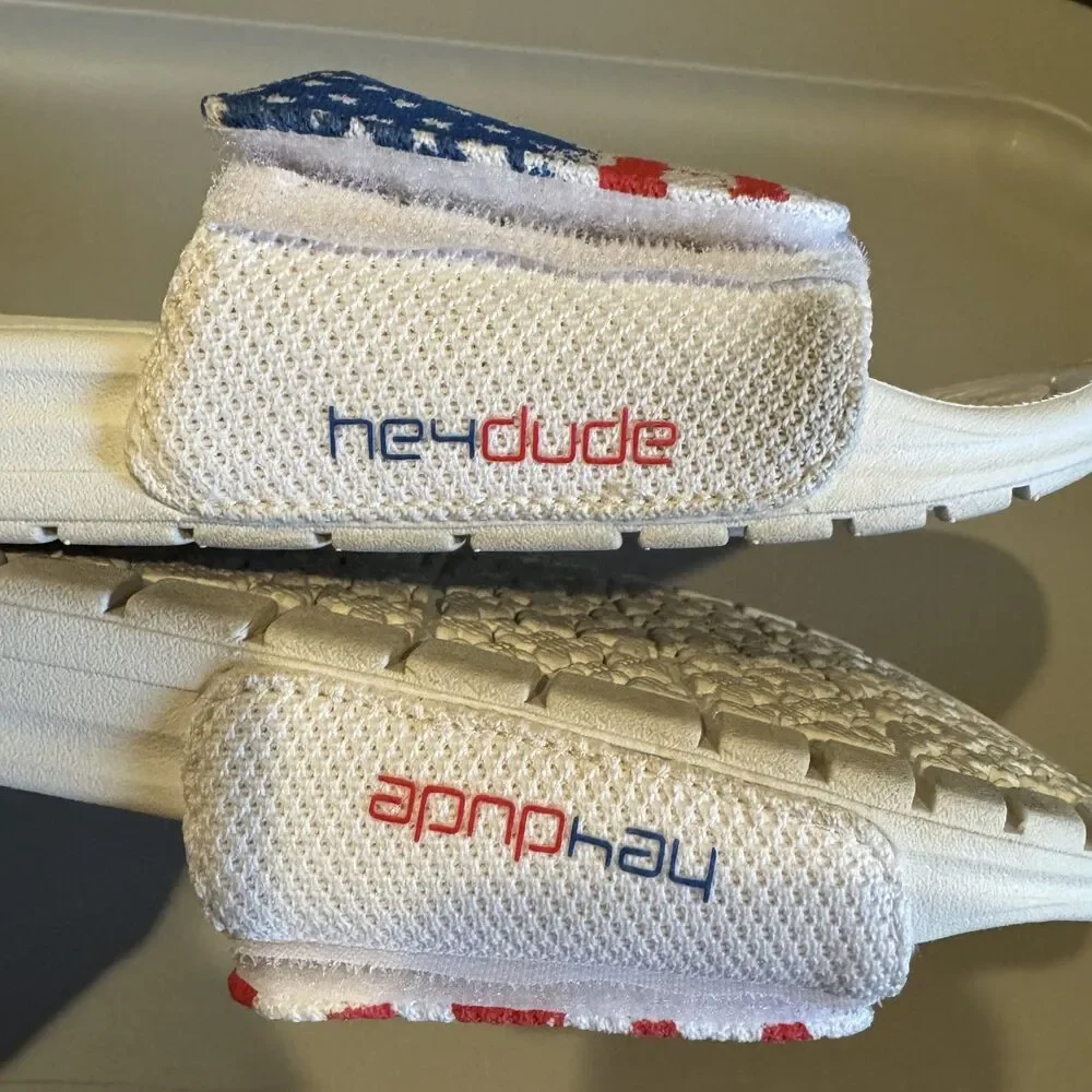 Hey Dude American Flag Slides Sandals USA Patriotic Comfort Patriotic Mens Sz 7